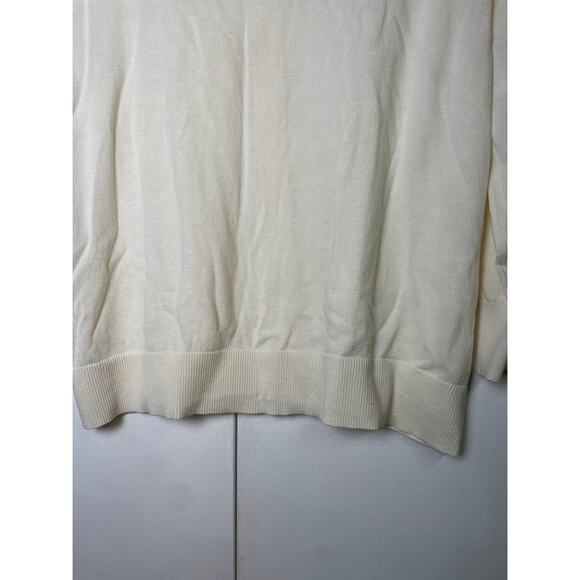 Loft Modern Crewneck Ivory Cardigan Womens Large Button Down Sweater Cream - Picture 10 of 12